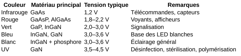 Matériaux utilisés